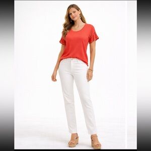 Chico's Coral Ruffle Top
